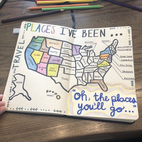 Places Ive Been Bullet Journal, Built Journal, 2025 Manifestation, Creative Travel Journal, 2023 Bujo, Best Travel Journals, Track Goals, Travel Journal Ideas, Bulletin Journal