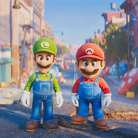 Mario and Luigi, voiced by Chris Pratt and Charlie Day, in the “Super Mario Bros Movie” (2023). Mario And Luigi Movie, Mario And Luigi Wallpaper, Luigi Movie, Movie Mario, Super Mario Bros Film, Peach Mario Bros, Super Smash Ultimate, Mario Movie, Mario Y Luigi