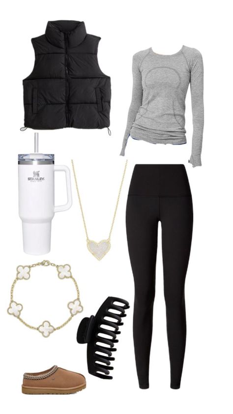 🎧🖥️🌸 Black Athletic Pants Outfit, Cute Preppy Outfits For Winter, Teen Girl Winter Outfits, That Girl Clothes, Trendy Outfits Winter 2024, That Girl Outfits, Outfits To Wear With Leggings, Preppy Outfits Winter, Cute Winter Outfits For Teens