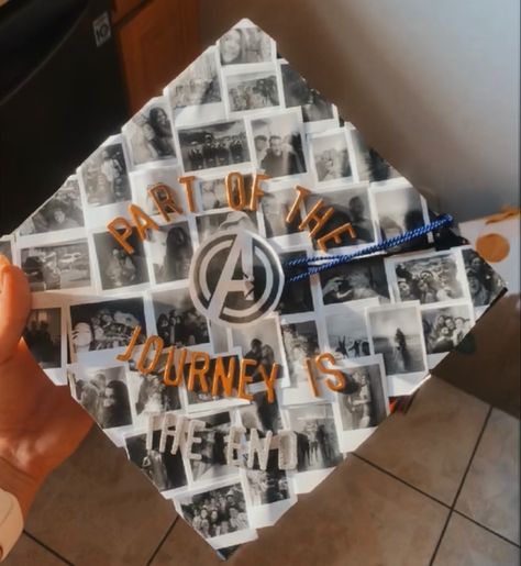 graduation cap Sports Management Graduation Cap, Retro Graduation Cap, Graduation Cap Designs Guys, Avengers Graduation Cap, Duo Graduation Cap, Marvel Graduation Cap Ideas, Graduation Cap Decoration Diy, High School Graduation Cap, College Graduation Cap Decoration