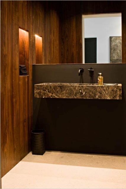 Dark Emperador Marble Bathroom, Bathroom Furniture Ideas, Hammam Bathroom, Mirror Detail, Stone Tub, Dark Emperador, Emperador Marble, Modern Inspiration, Bathroom Tub