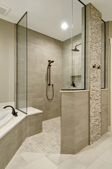 Bathroom Shower Remodeling Ideas - Dave Fox Bathroom Shower Ideas, Small Bathroom With Shower, Stand Alone Tub, Primary Bathroom, Bathroom Images, Master Bath Remodel, Bathroom Remodel Shower, Corner Shower, House Remodel