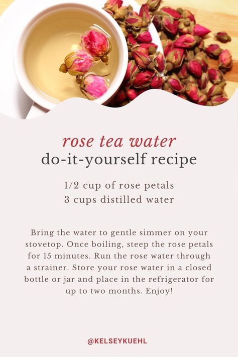 Rose Tea Recipe, Rose Water Bath, Rose Tea Benefits, Rose Water Diy Recipes, Rose Benefits, Benefits Of Rose Water, Healing Tea Recipes, Rose Water For Skin, Rose Water Diy