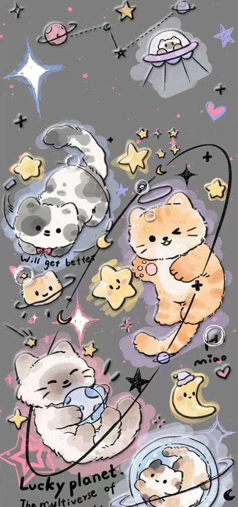 Kitten Wallpaper, Moon, Stars, Animals