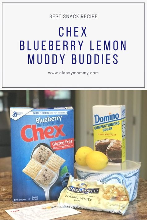 Lemon berry muddy buddy Chex mix.. #muddybuddy #muddybuddies #snack #snackfood #recipe #snackrecipe #chexrecipe #chex #blueberrylemon #glutenfree #glutenfreedessert Blueberry Chex Mix Recipes, Gluten Free Muddy Buddies, Lemon Muddy Buddies, Dessert Fine Dining, Lemon Chex, Gluten Free Chex, Chex Recipes, Puppy Chow Chex Mix Recipe, Chex Mix Puppy Chow