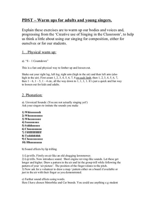 PDST – Warm ups for adults and young singers. Explain these exercises are to warm up our bodies and voices and, progressin... Choir Warm Ups, Music Hobby, Voice Warm Ups, Alto Voice, Middle School Choir, Classical Opera, Music Class, Songs To Sing, Best Songs