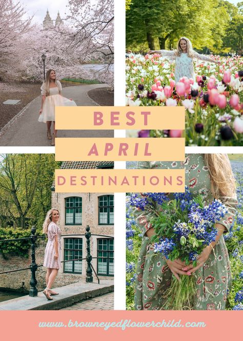 April is great for travel! From spring break at the beach to chasing spring blooms, here are the best places to visit in April in the world! Add these to your April travel bucket list for your next spring vacation. | best spring vacation destinations | best spring travel destinations | best april travel destinations | best places to go in april | where to go in april Best Places To Travel In April, April Travel Destinations, Spring Weekends, Usa Vacation Destinations, April Travel, April Vacation, Spring Travel Destinations, Adventurous Travel, Spring Hiking