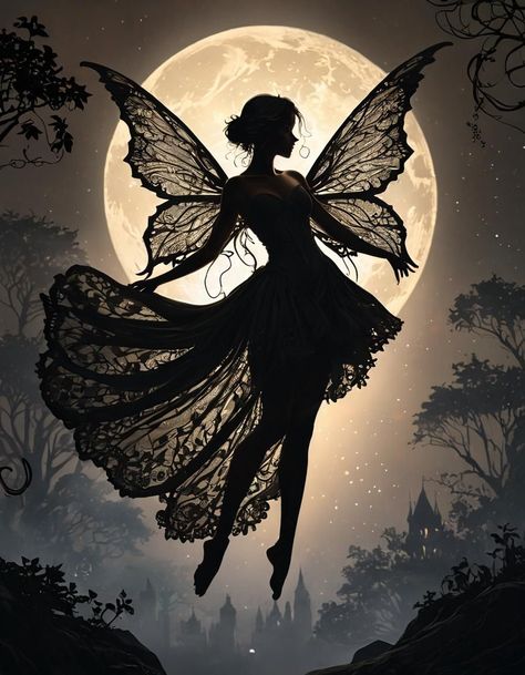 Beautiful Fairy Art, Black Fairy Wallpaper Aesthetic, Black Hair Fairy, Emo Fairy Aesthetic, Gothic Fairy Wallpaper, Dark Fairy Pictures, Fairy Phone Wallpaper, Dark Fairy Asthetics, Dark Fairy Tattoo