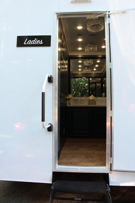 Bathroom Trailer Wedding, Outdoor Restroom Ideas, Outside Restroom, Roman Bathroom, Outdoor Restroom, Bathroom Trailer, Restroom Trailer, Portable Restrooms, Portable Bathroom