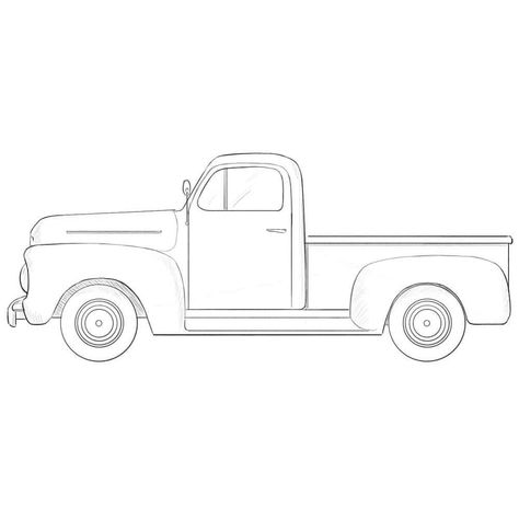 Truck Drawing, Truck Tattoo, Old Ford Truck, Ford Company, Travel Journal Scrapbook, Old Ford Trucks, Old Pickup, Truck Paint, Old Pickup Trucks