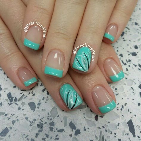 Mint Green Nails, Colorful Nail Designs, Short Nail Designs, Gel Nail Designs, Manicure Y Pedicure, Cute Nail Designs, Cool Nail Designs, Fancy Nails, Creative Nails