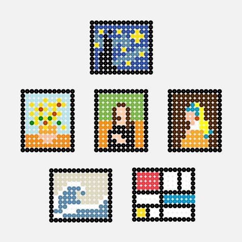 World's Most Famous Painting in pixel art Amazing Perler Bead Creations, Painting Pixel Art, Pixel Art Painting, Stitch Pokemon, Pokemon Pattern, Easy Perler Beads Ideas, Tiny Cross Stitch, Art Perle, Hama Beads Design