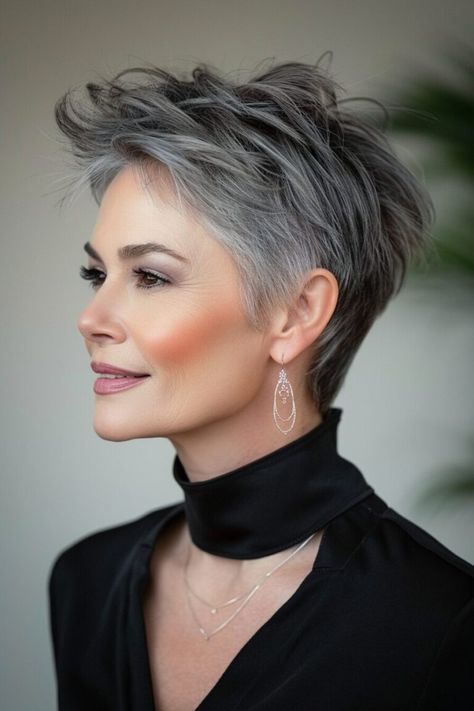 50 short gray hairstyles Ideal For Older Women In 2025 Platinum Blonde Knotless Braids, Jaw Length Hairstyles, Hairstyles For Dinner, Hairstyles Platinum Blonde, Short Haircuts For Square Faces, Short Gray Hairstyles, Brown Hairs, Haircut Gray Hair, Layered Pixie Cut