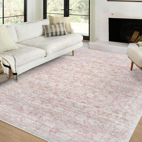 Amazon.com: Siiloom 6x9 Living Room Rug Pink Large Washable Area Rugs for Bedroom, Soft Vintage Floral Rug with Non-Slip, Non-Shedding Traditional Farmhouse Carpet for Nursery Dining Room Office Home Décor : Home & Kitchen Feminine Apartment Decor, Pink Rugs Bedroom, Carpet For Nursery, Feminine Apartment, Farmhouse Carpet, Blue Bathroom Rugs, Area Rugs For Bedroom, Vintage Floral Rugs, Entryway Style