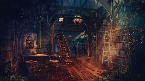 ArtStation - Attic - Variations, Luis Peres Magical Library, Fantasy Rooms, Library Aesthetic, Fantasy Background, Desktop Wallpaper Art, Fantasy Setting, Fantasy Places, Fantasy Art Landscapes, 판타지 아트