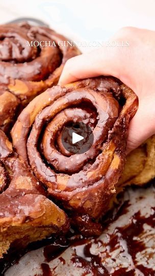 66K views · 7.3K reactions | Giant Mocha Cinnamon Rolls ☕️ 

Equal parts chocolate and espresso, these Giant Mocha Cinnamon rolls are the breakfast of dreams! Made using my easy 7 ingredient roll dough, they are infused with coffee flavour and swirled with buttery cinnamon sugar. With puddles of melty chocolate and a mocha glaze that melts into each layer, they are completely irresistible. You want need any eggs or any dairy, and the best part is they are super simple to make!

Dough
* 480 ml milk
* 115 g butter, melted
* 50g light brown sugar
* 7g active dry yeast
* 650g bread flour
* 3 tsp espresso / instant coffee 
* 1 tsp baking powder

Filling
* 130g butter, softened
* 150g light brown sugar
* 1 tsp espresso powder 
* 150g dark chocolate chips
* Cocoa powder, for dusting

Glaze
* 30g Mocha Cinnamon Rolls, Cinn Rolls, Rolls Homemade, Active Dry Yeast, Biscuit Rolls, Crowd Pleasing Recipes, Fry Bread, Espresso Powder, Cinnamon Rolls Homemade