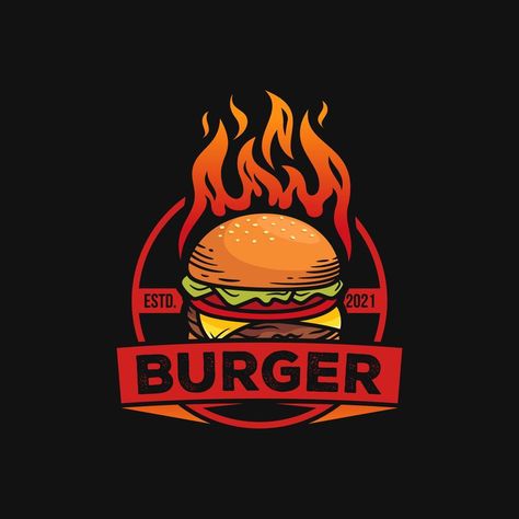 Hot Burgers Vector Logo Illustration. Modern burgers emblem. Vector art. Burger Logo Design Ideas, Burger Icon, Burger Vector, Burger Logo, Logo Illustration, Burger King, Saitama, Emblem Logo, Logo Templates