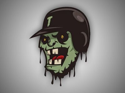 Zombie Baseball Player Zombie Baseball Player, Firefighter Art, Sports Decals, Zombie Art, Blood Bowl, Skull Logo, Sport Logo, Sports Logos, Fantasy Sports