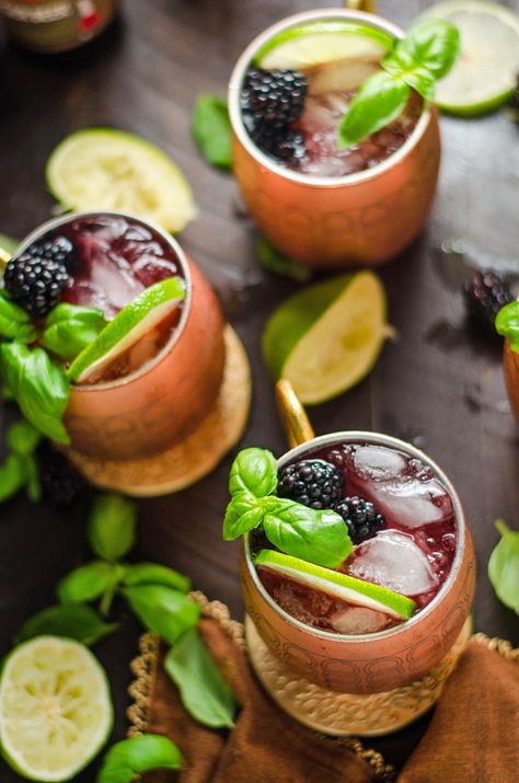 Moscule Mule, Purple Moscow Mule, Spring Moscow Mule, Big Batch Moscow Mule, Blackberry Mule Cocktail, Fruity Moscow Mule Recipe, Mule Cocktails, Blackberry Honey, Cocktail Recipe Book