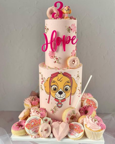 Sky Paw Patrol Party Ideas, Paw Patrol Cake Girly, Paw Patrol Sky Cake, Skye Birthday Party Paw Patrol, Pastel Paw Patrol, Skye Paw Patrol Cake, Paw Patrol Birthday Party Cake, Skye Birthday Party, Graze Board