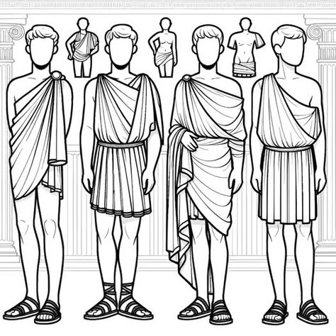 Ancient Greek Clothing Coloring Page - FREE! by AlgoThink | TPT Roman Clothing Drawing, Greek Womens Clothing, Ancient Greek Clothing Drawing, Greek Aesthetic Fashion Men, Greek Clothing Drawing, Ancient Greek Fashion Men, Greek Ancient Art, Greek Clothing Aesthetic, Greek Ancient Clothing