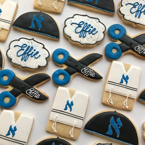 Upsherin cookies! #upsherin #cookies #3yrold #tzitzis #yarmulke #scissorcookies #birthday #koshercookies #decoratedcookies #royalicing… Upsherin Party Ideas, Upsherin Ideas, Bar Mitzva, Glitter Eye Makeup, Disney Phone Wallpaper, בר מצווה, Toddler Birthday, Icing Cookies, Random Image