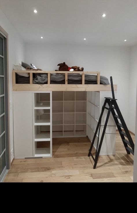 Ikea Loft, Ikea Loft Bed, Loft Beds For Small Rooms, A Loft Bed, Beds For Small Rooms, Loft Bed Plans, Bed In Closet Aesthetic, Diy Loft Bed, Closet Bed