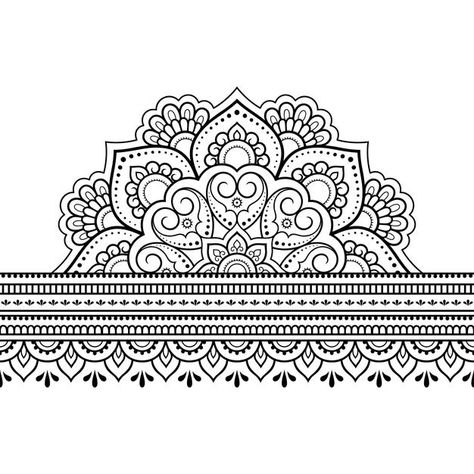 Mandala Border Design, Mandala Border, Ornament Outline, Border Motifs, Henna Doodle, Calligraphy Borders, Doodle Art Posters, Paisley Doodle, Henna Drawings