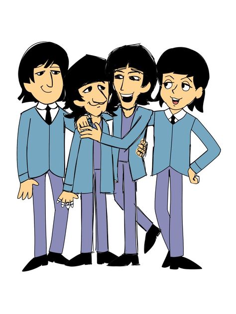 Art by me. I tried into the Beatles cartoon artstyle The Beatles Cartoon, Cartoon Artstyle, Beatles Videos, Beatles Wallpaper, Beatles Funny, Beatles Cartoon, Beatles George Harrison, Personajes Studio Ghibli, Beatles George