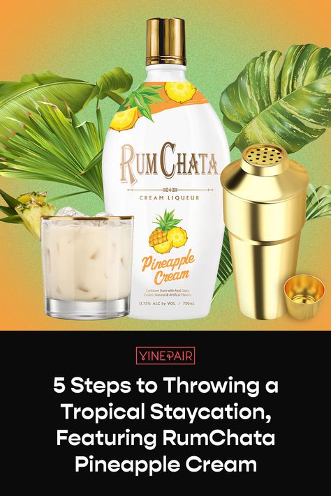 Make a splash at warm-weather bashes with a simple twist on a classic tiki drink, the Piña Colada-inspired RumChata Colada.   With @rumchataofficial Rum Chata Pineapple Cream Recipes, Pineapple Cream Rumchata Recipes, Rumchata Pineapple Cream Recipes, Rumchata Pineapple Drink, Pineapple Rumchata Recipes, Pineapple Rumchata, Rum Chatta Drinks, Rum Chata Recipes, Rumchata Recipes Drink