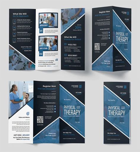 Physical Therapy Trifold Brochure Template AI, EPS Physical Therapy Brochure, Physical Therapy Design, Sports Therapy, Trifold Brochure Design, Fold Brochure, Trifold Brochure Template, Trifold Brochure, Brochure Design Template, Physical Therapy