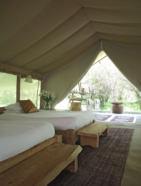 Tent Ideas, Tent Living, Glamping Tent, Cabin Tent, Safari Tent, Luxury Tents, Safari Lodge, Luxury Camping, Global Style