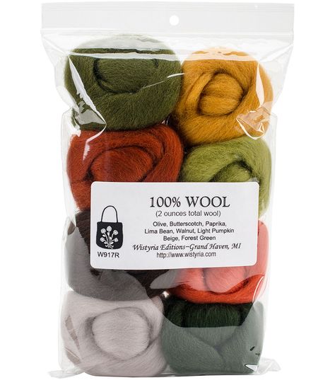 WISTYRIA EDITIONS - Ultra Fine 100% Wool Roving This roving is perfect for needle felting, wet felting, hair, costume wigs, weaving, spinning, locker hooking, and more! This top quality roving has a beautiful luster finish, is very refined, contains no lumps or over - dyed areas and measures approximately 12 inches long This package contains eight colors: 22oz/624g each Roving balls come in a handy reusable zippered pouch Brand: WISTYRIA EDITIONSImported Needle Felted Halloween, Felted Halloween, Locker Hooking, Needle Felting Supplies, Roving Wool, Lima Bean, Felt Stocking, Applique Kit, Wool Roving