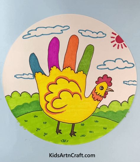 Hand Animals Drawing, Easy Drawing For Kindergarten, Drawing For Grade 1, Drawing For Small Kids, Drawing Ideas For Kindergarten, First Grade Drawing, Step By Step Drawing For Kids, Circular Drawings, Sunflower Drawing Easy