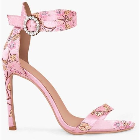 Pink Jacquard Diamante Buckle Strappy Heels ($60) ❤ liked on Polyvore featuring shoes, pink shoes, strap heels shoes, buckle shoes, strappy heel shoes and diamante shoes Heels Pink, Tie Up Heels, Girly Shoes, Shoes Pink, Prom Outfits, Buckle Shoes, Shoe Closet, Pink Shoes, Pretty Shoes