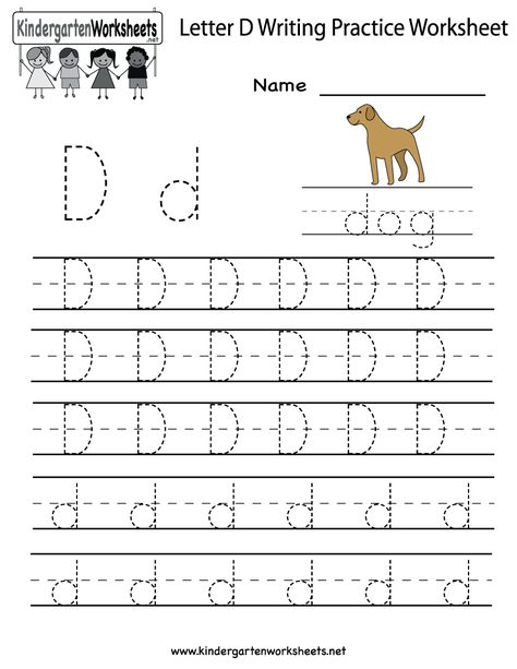 Kindergarten Letter D Writing Practice Worksheet Printable Letter D Writing Practice, D Worksheet, Letter D Worksheet, Alphabet Writing Worksheets, Letter Writing Practice, Letter Worksheets For Preschool, Alphabet Writing Practice, Printable Alphabet Worksheets, Handwriting Practice Worksheets