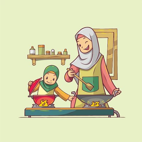 Memories Art, Student Cartoon, Computer Shortcuts, Islamic Cartoon, Muslim Family, Anime Muslim, Muslim Kids, Hijab Cartoon, Family Cartoon