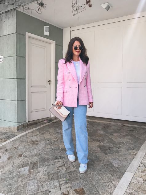 Pastel Pink Blazer Outfit, Zara Blazer Outfit, Pink Blazer Outfit, Blazer Rose, Rosa Bb, Job Clothes, Blazer Outfits For Women, Girls Night Out Outfits, Fall Trends Outfits