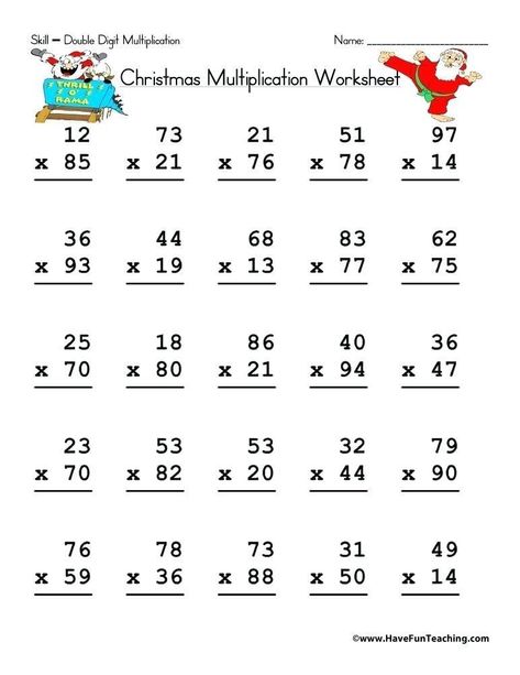 multiplication worksheets double digit Christmas Multiplication Worksheets, Two Digit Multiplication, Double Digit Multiplication, Christmas Multiplication, Math Doubles, Printable Multiplication Worksheets, Math Multiplication Worksheets, Multiplication Worksheet, Math Fact Worksheets