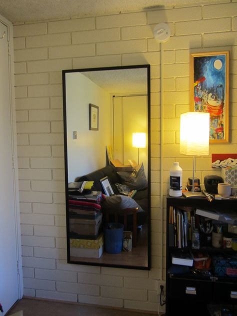 This is a DIY guide to hanging photos and pictures on a brick or concrete wall the cheap and easy way.    Lightweight  (5lbs or less) such... Wall Mirror Stickers, Concrete Basement Walls, Hang A Picture, Wall Concrete, Wall Storage Unit, Brick Interior, Wall Painting Techniques, Cement Walls, Diy Basement