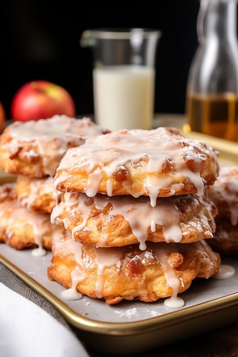 Savor the warmth of homemade Baked Apple Fritters! Healthier and just as scrumptious. Get ready to bake your way to breakfast bliss. Baked Fritters, Baked Apple Fritters Recipe, Breakfast Apple Recipes, Apple Bake, Apple Fritter, Breakfast Fruit, Easy Breakfast Pastries, Savory Desserts, Fall Baked Goods Recipes