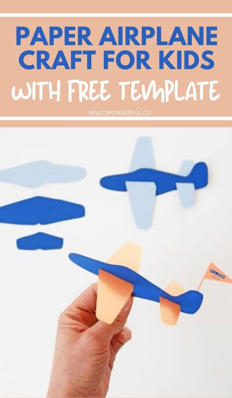 Paper Airplane Toy with free printable template. Paper plane craft for kids #hellowonderful Paper Airplane Craft, Holiday Handprint Art, Airplane Craft, Abc Countdown, Paper Airplane Template, Plane Crafts, Teacher Crafts, Winter Crafts Preschool, Airplane Crafts