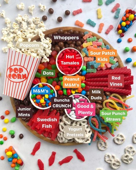 🎬🍿“Once Upon a Time in Candyland!”🍿🎬 Had the best time creating this Oscar Candy Board for @emilyschuman & the @shopcupcakesandcashmere tea… | Instagram Theatre Snacks, Sour Punch Straws, Movie Theater Snacks, Fun Popcorn, Yogurt Pretzels, Milk Duds, Junior Mints, Candy Board, Popcorn Boxes