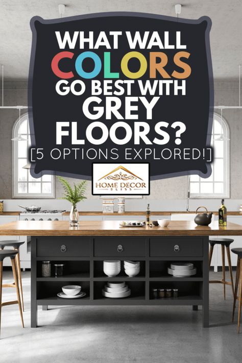 Wall Color Ideas Grey Floor, What Paint Color Goes With Grey Flooring, Grey Floor What Color Walls, Wall Color Gray Floors, Living Room Paint Color Ideas With Grey Floors, Grey Floor Grey Walls, Gray Laminate Flooring Paint Colors, Accent Wall With Grey Floors, Gray Hardwood Floors Kitchen