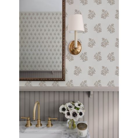 Elements of Style - Paint and Wallpaper Pairings Wallpaper And Beadboard, Plum Bouquet, Erin Gates Design, Powder Room Wallpaper, Brewster Wallcovering, Entertaining House, Paint Combinations, Erin Gates, Bouquet Toss