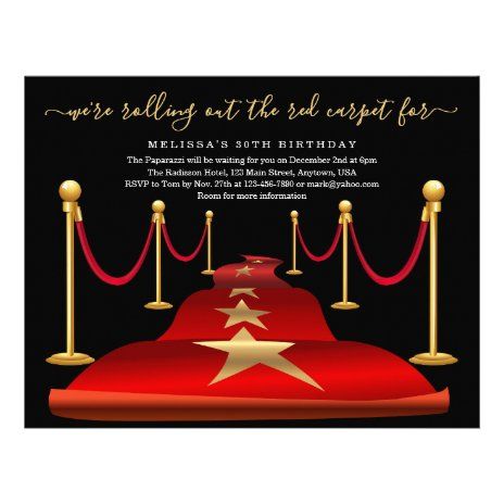 Red Carpet Themed Party, Red Carpet Party Invitations, Red Carpet Theme Party, Teen Birthday Invitations, Red Carpet Theme, Posters Ideas, Hollywood Party Theme, Red Carpet Party, Gold Foil Cards