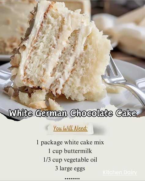 RecipesEpic Family | White German Chocolate Cake | Facebook White German Chocolate Cake, Chocolate Cake With Cheesecake, Sheet Cakes, German Chocolate Cake, Layer Cakes, Pie Bar, White Cake Mixes, German Chocolate, Strawberry Desserts