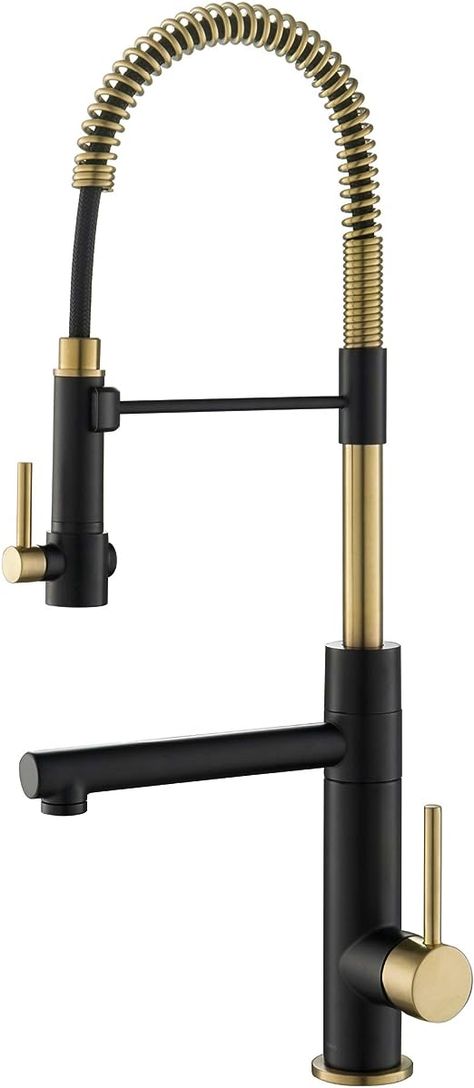 KRAUS Artec Pro (1 st Gen) Commercial Style Pre-Rinse Single Handle Kitchen Faucet (No Pull Down) with Pot Filler in Spot Free Antique Champagne Bronze/Matte Black, KPF-1603SFACBMB