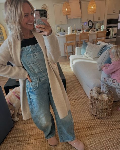 Swipe for overall styling outfit ideas🙌🏼✨🤍 would be such a cute thanksgiving outfit too! TTS. Comment “OVERALLS” to get links and details on everything I’m wearing! #petitefashion #outfitinspiration Grey Overalls Outfit Winter, Winter Jean Overalls Outfit, Jean Overalls Outfit Winter, Winter Overalls Outfit Sweaters, Jean Overall Outfits Winter, Denim Jumpsuit Outfit Winter, Denim Overalls Outfit Winter, Overalls Winter Outfit, Overall Outfit Winter