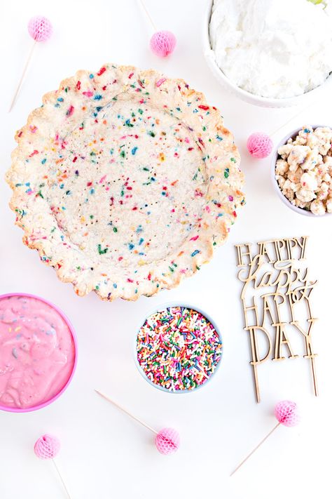 Birthday Pie, How To Make Confetti, Birthday Pies, Cranberry Thanksgiving, Birthday Confetti, Pink Food Coloring, Confetti Birthday, Pink Foods, Pie Tart